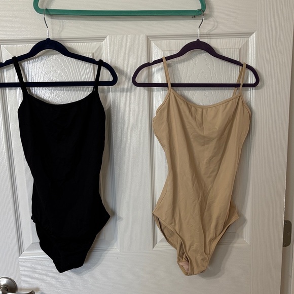 2 Bloch camisole scoop back leotards, one nude, both size Adult Small - Picture 1 of 2